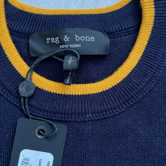 NWT Rag & Bone Navy Varsity Graphic Crew, Retro, Crew Neck, size S - Picture 5 of 12